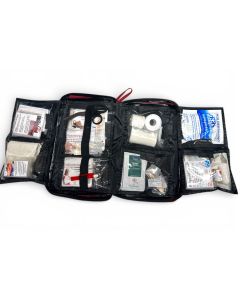 Førstehjælpstaske til boligen med klare plastlommer