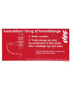 Anvendelsesskilt RØD - Åben ventilen brandslange lodret 
